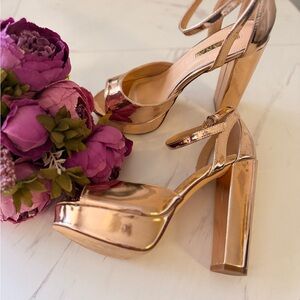 Elegant Rose Gold Platform Heels